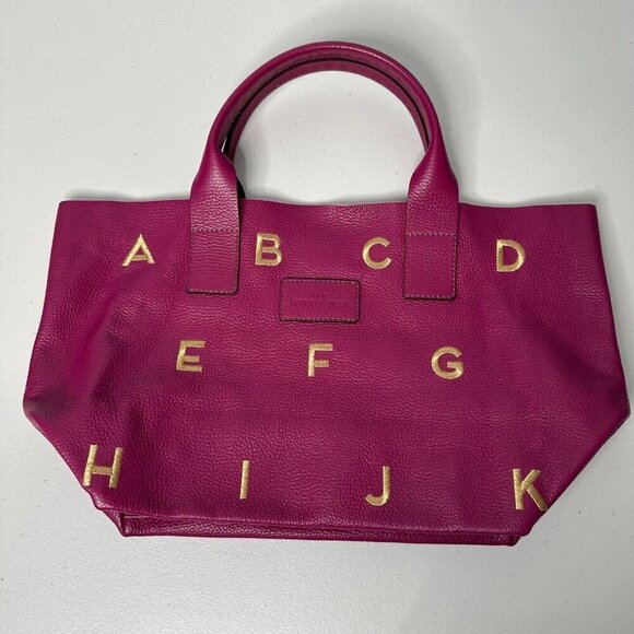 Nur Donatella Lucchi Pink Leather Tote Bag Embroidered Alphabet Letters - Picture 13 of 13